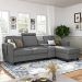 HONBAY Reversible Sectional Sofa Couch Modern Upholstered L Shaped Sofa with Cup Holders & Storage Console, Left or Right Side Chaise Sectional Sofa for Living Room Office, Grey