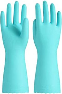 PACIFIC PPE Reusable Dishwashing Cleaning Gloves, Kitchen Rubber Gloves, Cotton Liner, Green, Small