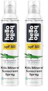 Hello Bello SPF 50 Mineral Sunscreen Spray - Hypoallergenic Broad Spectrum UVA + UVB Protection - Reef Friendly & Water Resistant - 5 oz (Pack of 2)