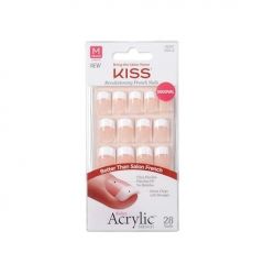 KISS Salon Acrylic, Press-On Nails, Nail glue included, 'Rumour Mill', White, Medium Size, Squoval Shape, Includes 28 Nails, 2g Glue, 1 Manicure Stick, 1 Mini File