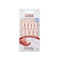 KISS Salon Acrylic, Press-On Nails, Nail glue included, 'Crush Hour', French, Petite Size, Squoval Shape, Includes 28 Nails, 2g Glue, 1 Manicure Stick, 1 Mini File