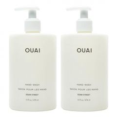 OUAI Hand Wash Full Size - Liquid Hand Soap with Jojoba, Avocado, & Rose Hip Oil for Replenished Skin - Gentle Exfoliating Bathroom + Kitchen Hand Soap - (2 Pack, 16 Fl Oz Each)