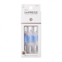 KISS imPRESS No Glue Mani Press On Nails, Design, I'd Rather Be', Multicolor, Short Size, Squoval Shape, Includes 30 Nails, Prep Pad, Instructions Sheet, 1 Manicure Stick, 1 Mini File