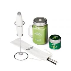 Chamberlain Coffee Matcha Starter Pack - Green Tea Matcha Powder Kit - Ceremonial Grade Matcha Tea, Milk Frother, Mason Jar, Stainless Steel Straws - 1.06 Oz Tin