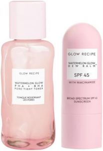 Glow Recipe Protect & Plump Duo - SPF Dew Balm Sunscreen Stick (0.58 oz) - Plum Plump Hylauronic Acid Gloss Lip Balm (15 ml) - Protect Skin from UVA Rays & Dark Spots + Soothe & Moisturize Dry Lips