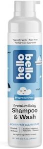 Hello Bello Shampoo & Body Wash - Gentle Hypoallergenic Tear-Free Formula for Babies and Kids - Vegan and Cruelty-Free - Fragrance Free - 10 fl oz, Packaging may vary