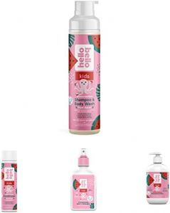 Hello Bello Watermelon Essentials Bundle | Shampoo & Body Wash, Conditioner, Conditioning Detangler & Lotion | Hypoallergenic, Dermatologist & Pediatrician Tested for Babies and Kids