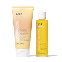 goop Beauty Micorderm Body Scrub & Body Oil Bundle | 4 fl oz Exfoliating Body Wash to Cleanse & Moisturize Skin | 6 fl oz Fast-Absorbing Moisturizer for Dry Skin | Silicone & Paraben Free