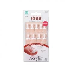 KISS Salon Acrylic, Press-On Nails, Nail glue included, 'Power Play', Pink, Real Short Size, Squoval Shape, Includes 28 Nails, 2g glue, 1 Manicure Stick, 1 Mini File