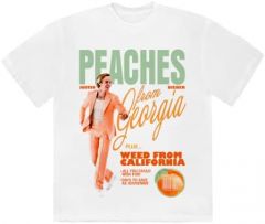 Justin Bieber Official Peaches from Georgia' T-Shirt??nisex Crewneck Short Sleeve Graphic Tee (White)