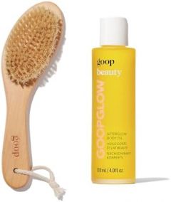 goop Beauty Dry Brush & Body Oil Bundle | Exfoliating & Detoxifying Dry Brush to Sweep Away Dead Skin Cells | 4 fl oz Fast-Absorbing Hydrating Body Oil to Moisturize Dry Skin | Silicone & Paraben Free