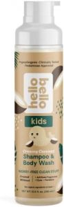 Hello Bello Kids Shampoo & Body Wash - Gentle Hypoallergenic Tear-Free Formula - Vegan and Cruelty-Free - Creamy Coconut Scented - 10 fl oz