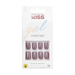 KISS Gel Fantasy Press On Nails, Nail glue included, 'Temporary Feels', Gray, Short Size, Squoval Shape, Includes 28 Nails, 2g Glue, 1 Manicure Stick, 1 Mini file