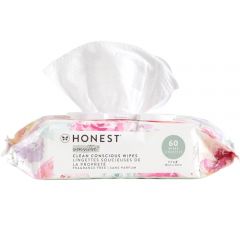 The Honest Company Clean Conscious Unscented Wipes | Over 99% Water, Compostable, Plant-Based, Baby Wipes | Hypoallergenic for Sensitive Skin, EWG Verified | Rose Blossom, 60 Count