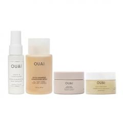 OUAI Travel Kit - Includes Travel Size Leave In Conditioner, Detox Shampoo, Thick Hair Treatment Masque and Melrose Place Scalp & Body Scrub (4 Count)