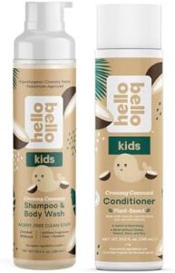 Hello Bello Creamy Coconut Tear-Free Shampoo & Body Wash - 10 oz + Conditioner - Gentle Hypoallergenic, pH-Balanced, Plant-Based, Vegan, and Dermatologist-Tested