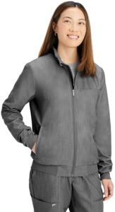 Fabletics Women's Daily 3-Pocket Scrub Jacket - MotionTech, Lightweight, Breathable, Wrinkle-Resist, Semi-Slim Fit