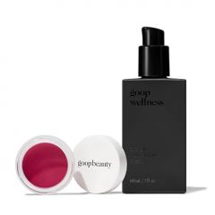 goop Beauty Cream Blush and Massage Oil Bundle | 0.5 oz Fuchsia Cream Blush for a Sheer Pop of Color on Lips & Cheeks | 2 fl oz of Mess Free Oil for a Couples Massage or Self Care | Gift Set