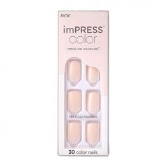 KISS imPRESS No Glue Mani Press On Nails, Color, Point Pink', Pink, Short Size, Squoval Shape, Includes 30 Nails, Prep Pad, Instructions Sheet, 1 Manicure Stick, 1 Mini File