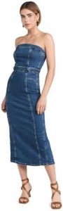 Good American Women's Denim Tube Midi Dress