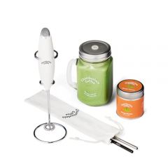 Chamberlain Coffee Matcha Starter Pack - Mango Matcha Powder Kit - Ceremonial Grade Matcha Tea, Milk Frother, Mason Jar, Stainless Steel Straws - 1.06 Oz Tin