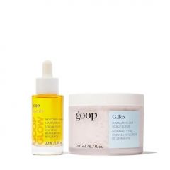 goop Beauty Himalayan Scalp Scrub Shampoo & Hair Serum Bundle | 6.7 oz Scalp Exfoliator to Detoxify Hair of Product Buildup Scalp Oil | 1 oz Hair Serum to Strengthen & Smooth Frizzy Hair