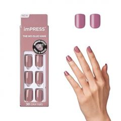 KISS imPRESS No Glue Mani Press On Nails, Color, Petal Pink', Pink, Short Size, Squoval Shape, Includes 30 Nails, Prep Pad, Instructions Sheet, 1 Manicure Stick, 1 Mini File