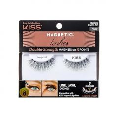 KISS Magnetic Lashes, Tempt, 1 Pair Synthetic False Eyelashes With 5 Double Strength Magnets, Wind Resistant, Dermatologist Tested Fake Lashes Last Up To 16 Hours, Reusable Up To 15 Times Black