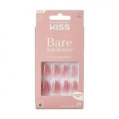 KISS Bare But Better TruNude Fake Nails Nude Nail Shades Manicure Set, Nude Nude', 28 Chip Proof, Smudge Proof Glue-On Nails (Pack of 2)