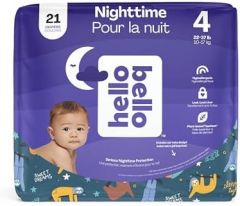 Hello Bello Nighttime Baby Diapers - Size 4 - Ultra Absorbent & Hypoallergenic for Overnight Diapers for Extended Protection - 21 Diapers