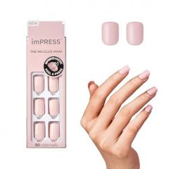 KISS imPRESS No Glue Mani Press On Nails, Color, 'Pick me Pink', Pink, Short Size, Squoval Shape, Includes 30 Nails, Prep Pad, Instructions Sheet, 1 Manicure Stick, 1 Mini File