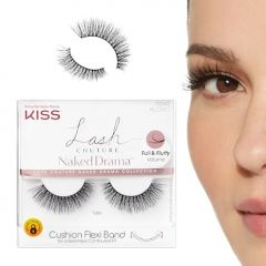 KISS Lash Couture Naked Drama False Eyelashes, 'Tulle', 10 mm, Cushion Flexi Band, Contact Lens Friendly, Easy to Apply, Reusable Strip Lashes, Includes 1 Pair Fake Eyelashes