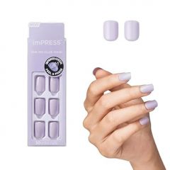 KISS imPRESS No Glue Mani Press On Nails, Color, Picture Purplect', Violet, Short Size, Squoval Shape, Includes 30 Nails, Prep Pad, Instructions Sheet, 1 Manicure Stick, 1 Mini File