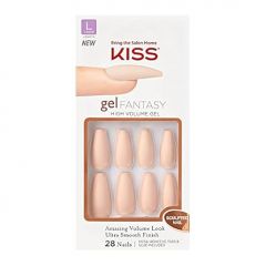 KISS Gel Fantasy Ready-to-Wear Sculpted Gel Nails, “4 the Cause”, Long, Nude, High Arch Nail Kit with Pink Gel Nail Glue, Manicure Stick, Mini Nail File, and 28 Fake Nails