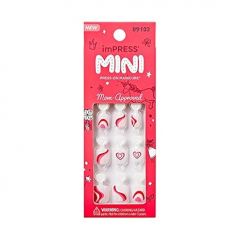 KISS imPRESS No Glue Mani Press On Nails, Mini Press-On Manicure for Kids, 'Dream Big', Pink, Kids Size, Squoval Shape, Includes 20 Fake Nails with Removable Application Tabs, 1 Mini File