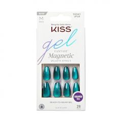 KISS Gel Fantasy Toenails, Press-On Nails, Nail glue included, 'Chameleon', Blue, Medium Size, Coffin Shape, Includes 28 Nails, 2g glue, 1 Manicure Stick, 1 Mini File