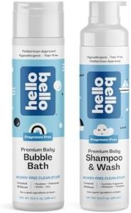 Hello Bello Baby Bubble Bath, Fragrance & Tear-free Shampoo & Body Wash, Gentle Hypoallergenic, pH-Balanced & Dermatologist-Tested, Vegan & Cruelty-Free, 10 fl oz Each