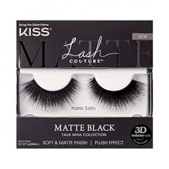 KISS Lash Couture 3D Matte False Eyelashes, 'Matte Satin', 16 mm, Includes 1 Pair Of Lash, Contact Lens Friendly, Easy to Apply, Reusable Strip Lashes