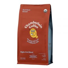 Chamberlain Coffee Night Owl Blend - Dark Roast Ground Coffee Beans with Notes of Toasted Walnuts, Dark Chocolate & Sweet Honey - Specialty Ground Coffee Freshly Roasted In California - 12 oz