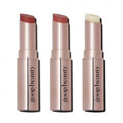 goop Beauty Lip Balm Trio | Moisturizing & Hydrating Lip Balm for Chapped & Dry Lips | Clear, Translucent Garnet, & Sheer Rose | Lip Tint with Nourishing Formula | Petroleum Free | 0.16 oz Each