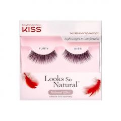 KISS Looks So Natural False Eyelashes, 'Flirty', 12 mm, Includes 1 Pair Of Lash, Contact Lens Friendly, Easy to Apply, Reusable Strip Lashes