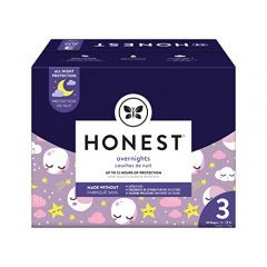 The Honest Company Clean Conscious Overnight Diapers | Plant-Based, Sustainable | Starry Night | Club Box, Size 3 (16-28 lbs), 60 Count