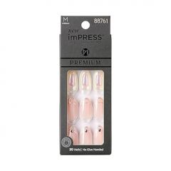 KISS imPRESS No Glue Mani Press On Nails, Premium, All My Love', Pink, Medium Size, Almond Shape, Includes 30 Nails, Prep Pad, Instructions Sheet, 1 Manicure Stick, 1 Mini File