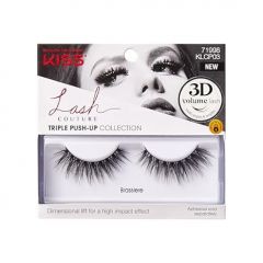 KISS Lash Couture Triple Push Up Collection, 3D Volume False Eyelashes with Triple Design Technology, Multi-Angles & Lengths, Cruelty-Free, Contact Lens Friendly, and Reusable, Style Brassiere, 1 Pair