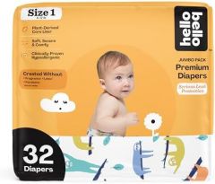 Hello Bello Premium Baby Diapers Size 1 I 32 Count of Disposable, Extra-Absorbent, Hypoallergenic Baby Diapers with Snug and Comfort Fit I Sleepy Sloth