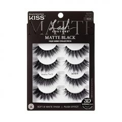 KISS Lash Couture 3D Matte False Eyelashes, 'Matte Twill', 14 mm, Includes 4 Pairs Of Lashes, Contact Lens Friendly, Easy to Apply, Reusable Strip Lashes