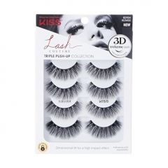 KISS Lash Couture Triple Push Up Collection Multipack, 3D Volume False Eyelashes with Triple Design Technology, Multi-Angles & Lengths, Reusable, Style 'Babydoll', 4 Pairs Fake Eyelashes