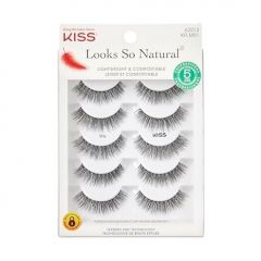 KISS Looks So Natural, False Eyelashes, 'Shy', 12 mm, Includes 5 Pairs Of Lashes, Contact Lens Friendly, Easy to Apply, Reusable Strip Lashes, Glue On