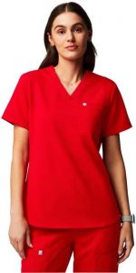 Fabletics Women's Vital 1-Pocket Scrub Top - MotionTech, Wrinkle-Resist, Chest Pocket, Anti-Shrink, Semi-Slim Fit