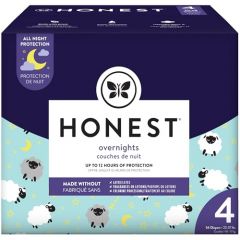 The Honest Company Clean Conscious Overnight Diapers | Plant-Based, Sustainable | Sleepy Sheep | Club Box, Size 4 (22-37 lbs), 54 Count